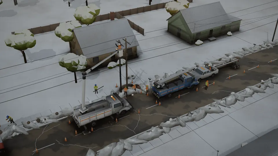 A residential street job in winter.